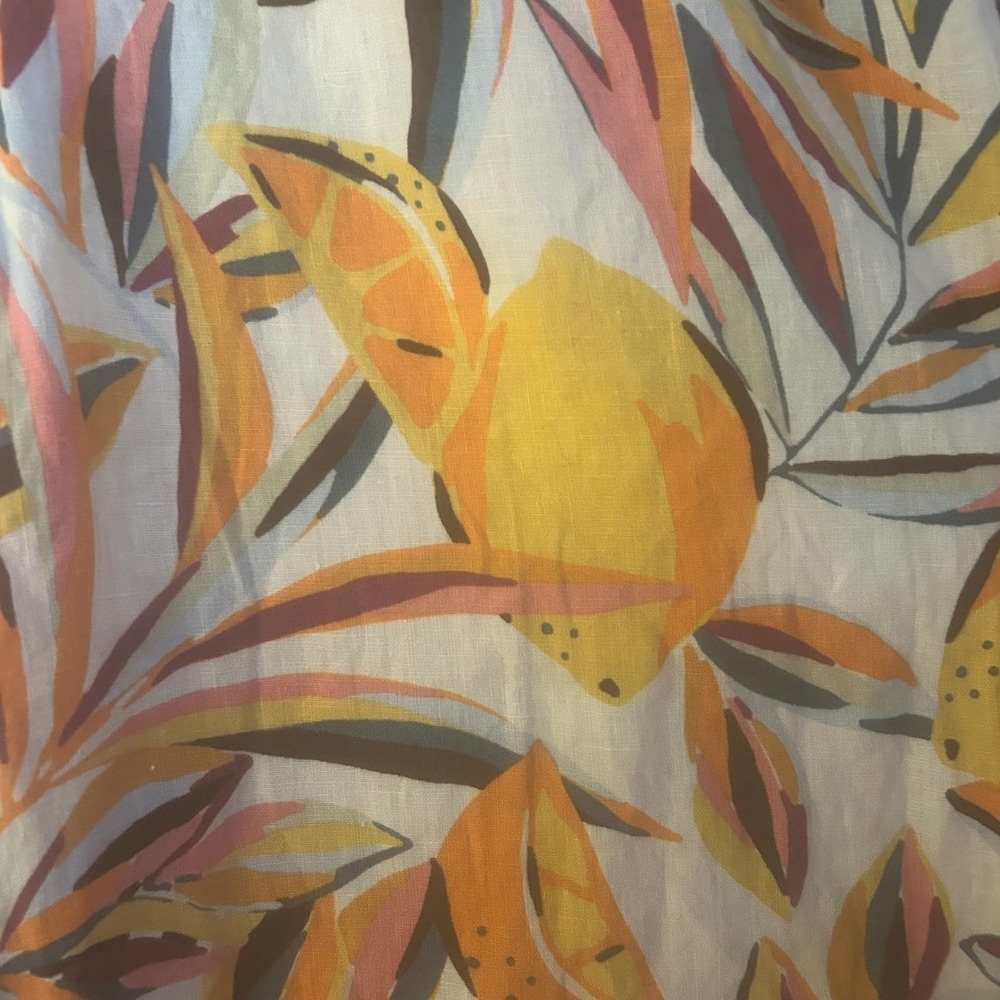 C&C California Pants Size XL Linen Wide Crop Lemon Orange Resort Beachy Tropical - Picture 3 of 9